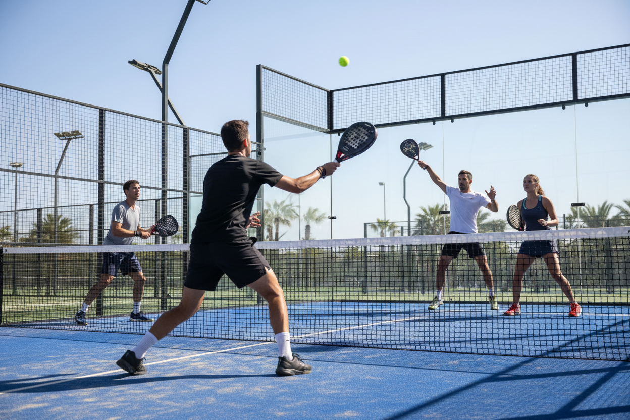 People playing padel on court